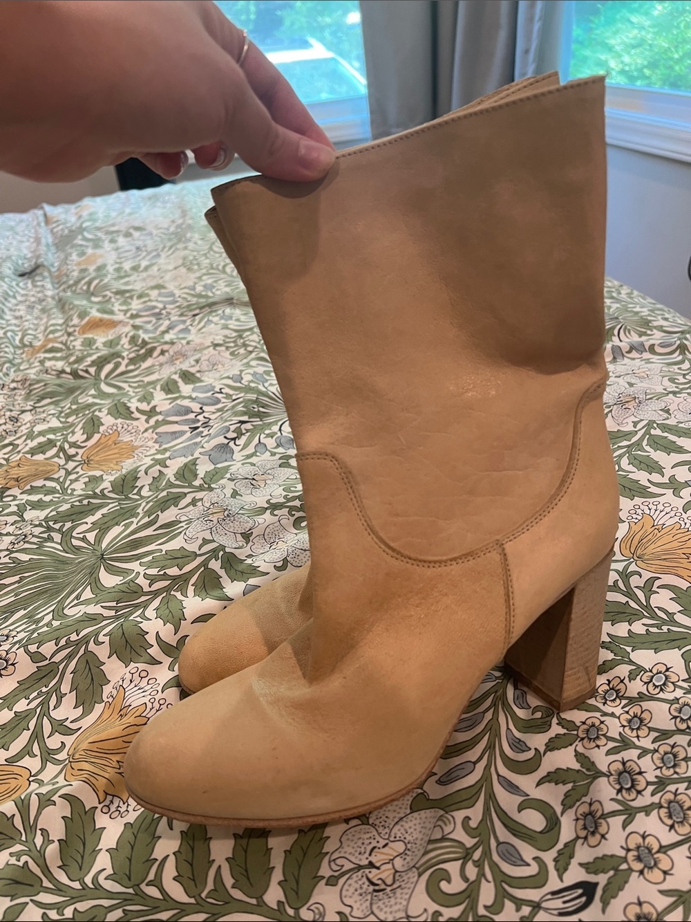 Women’s Leather Mid-Calf Block Heel Boots